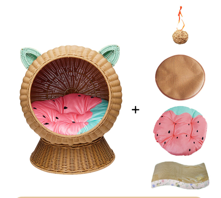 Pet hammock cat nest rattan swing bed cat hanging cradle