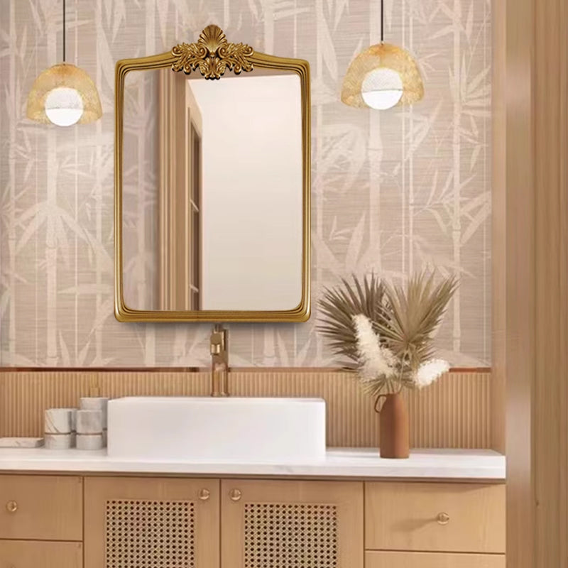 French Retro Carved Wall Hanging Mirror Bathroom mirror