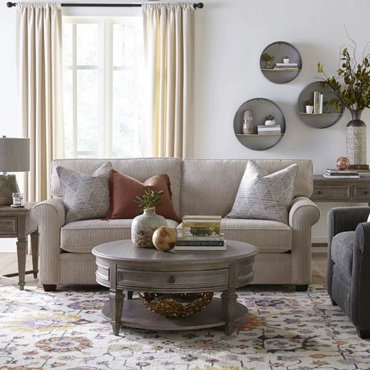 80-110cm Round Coffee Table with Storage