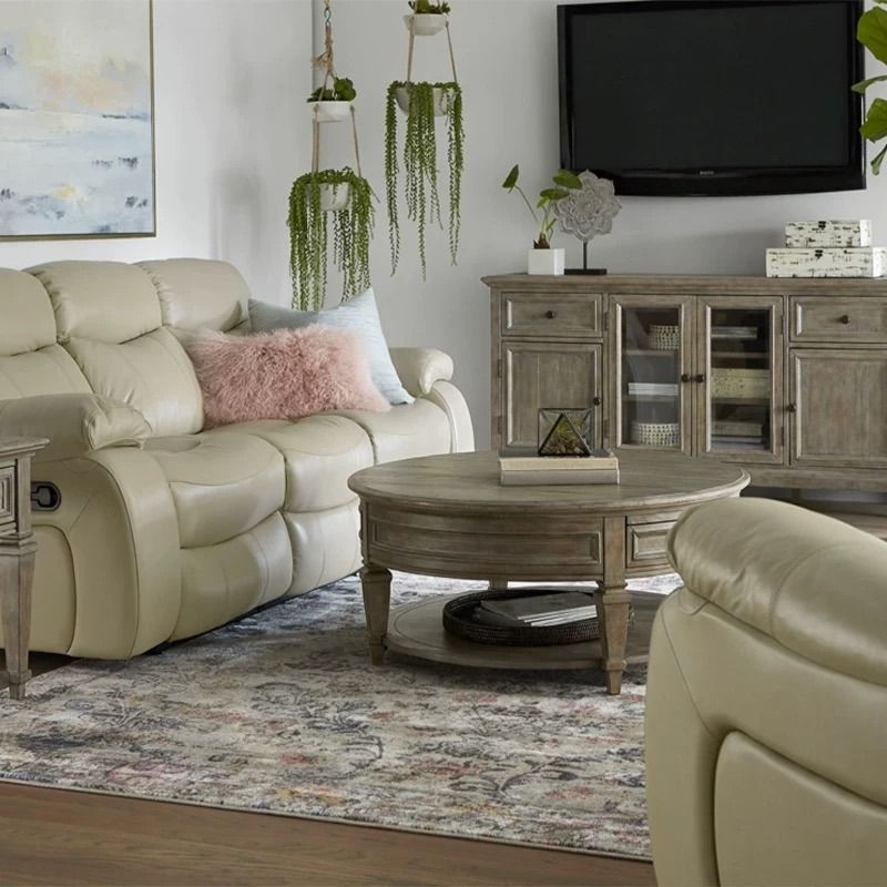 80-110cm Round Coffee Table with Storage