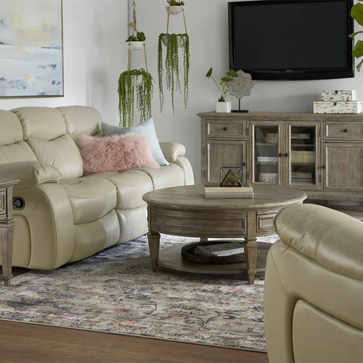 80-110cm Round Coffee Table with Storage