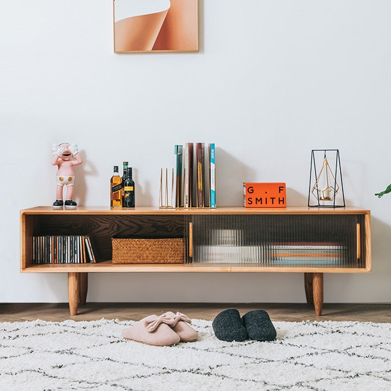 AUBREE Rustic Solid Wood TV Console