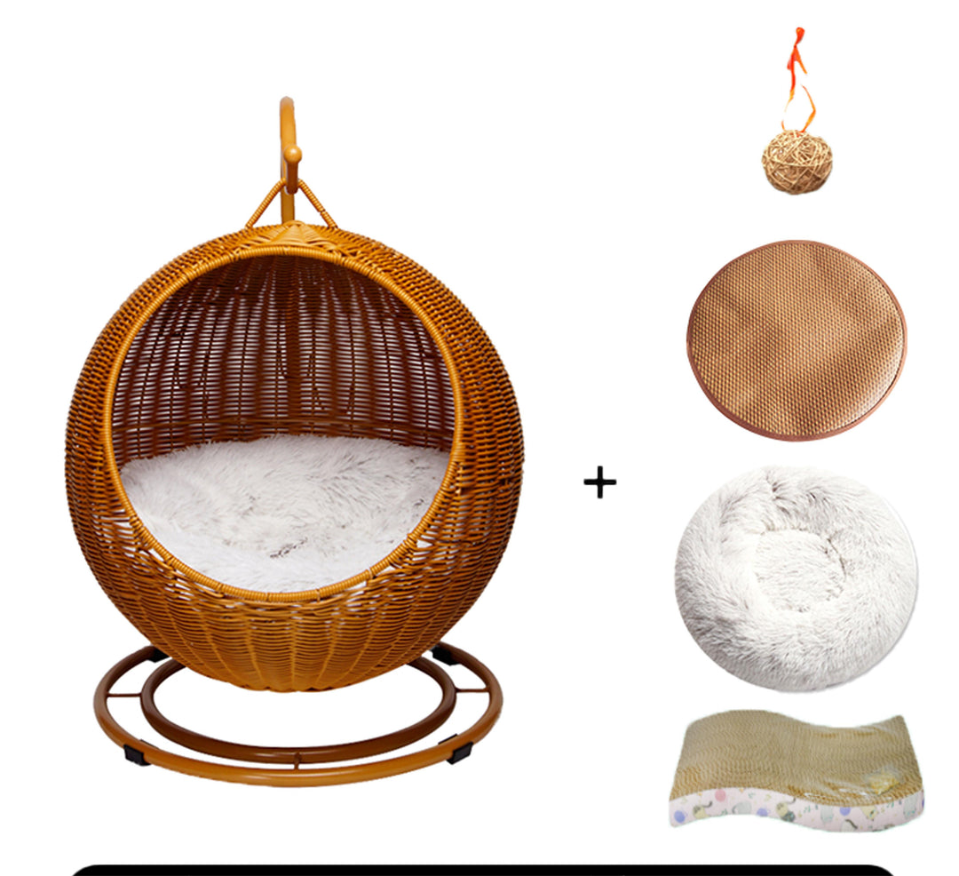 Pet hammock cat nest rattan swing bed cat hanging cradle