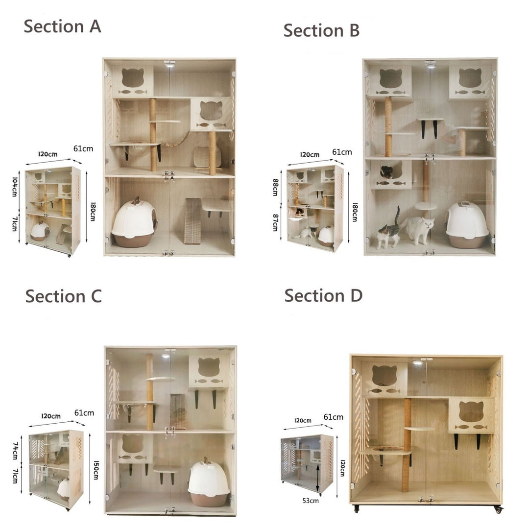 Luxury Cat Villa Solid Wood Cat House Custom Cat Cabinet Cat Room