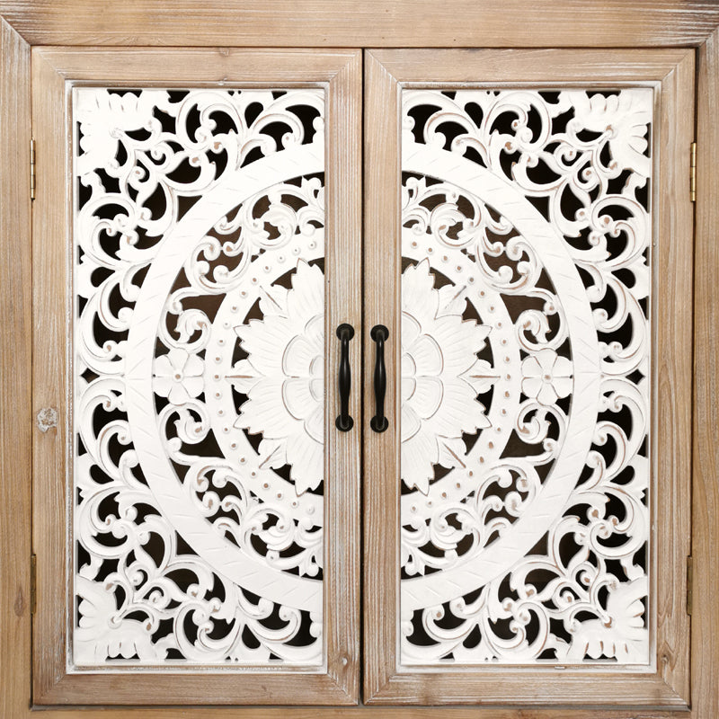 European style Country style Solid Wood Carved Side Cabinet Shoe Cabinet