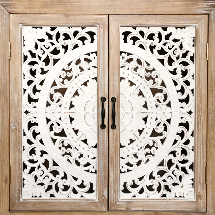 European style Country style Solid Wood Carved Side Cabinet Shoe Cabinet