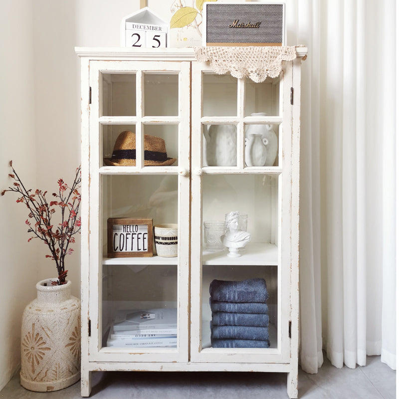 French American Country Retro Side Cabinet Solid Wood Storage Cabinet Tea Bowl Cabinet Display Cabinet Bookcase