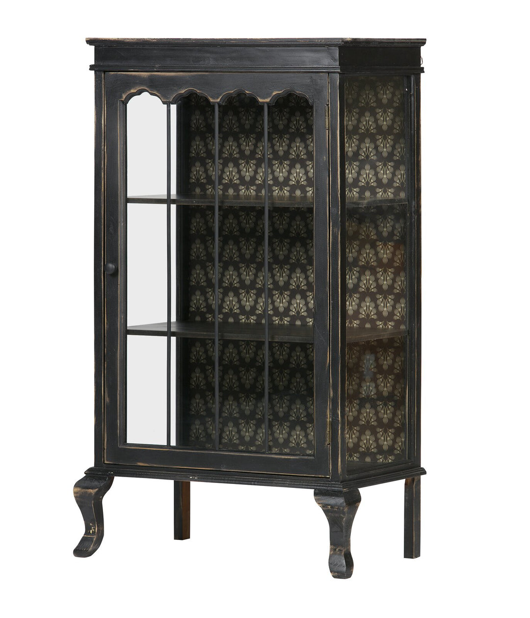 Rustic bucolic black wood and glass dining room Entrance Display Locker Dining-side cabinet