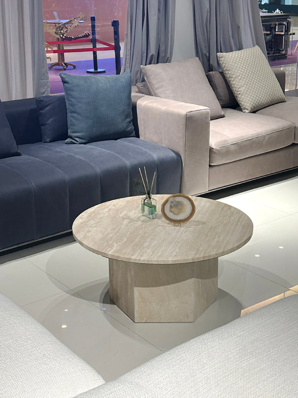 Marble Coffee Table Natural Travertine Round Coffee Table