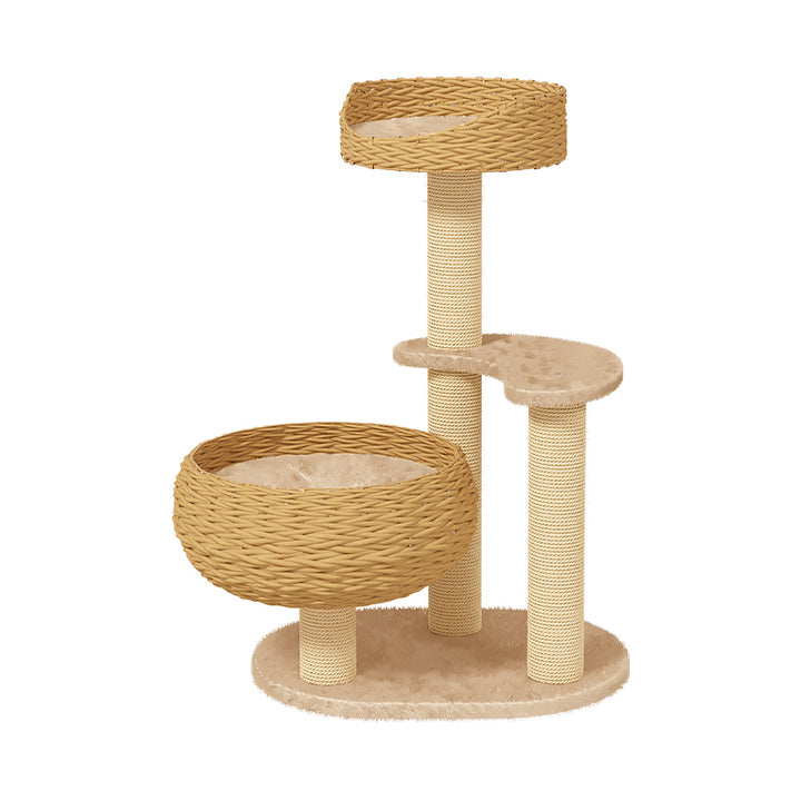 Rattan cat climbing rack cat tree tower cat scratcher cat villa