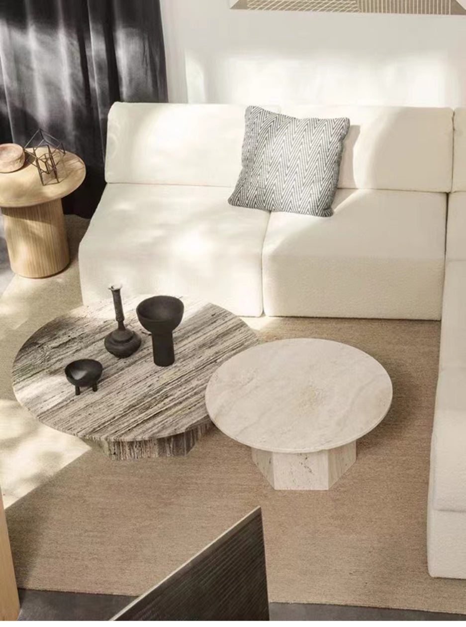 Marble Coffee Table Natural Travertine Round Coffee Table