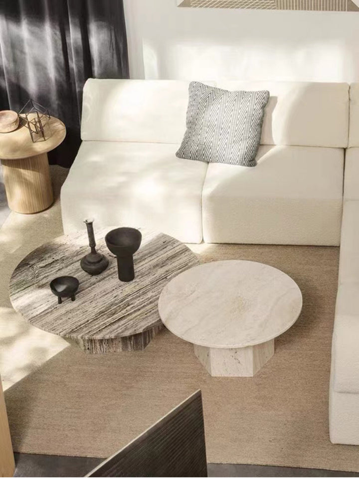 Marble Coffee Table Natural Travertine Round Coffee Table