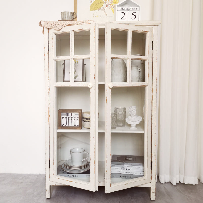 French American Country Retro Side Cabinet Solid Wood Storage Cabinet Tea Bowl Cabinet Display Cabinet Bookcase