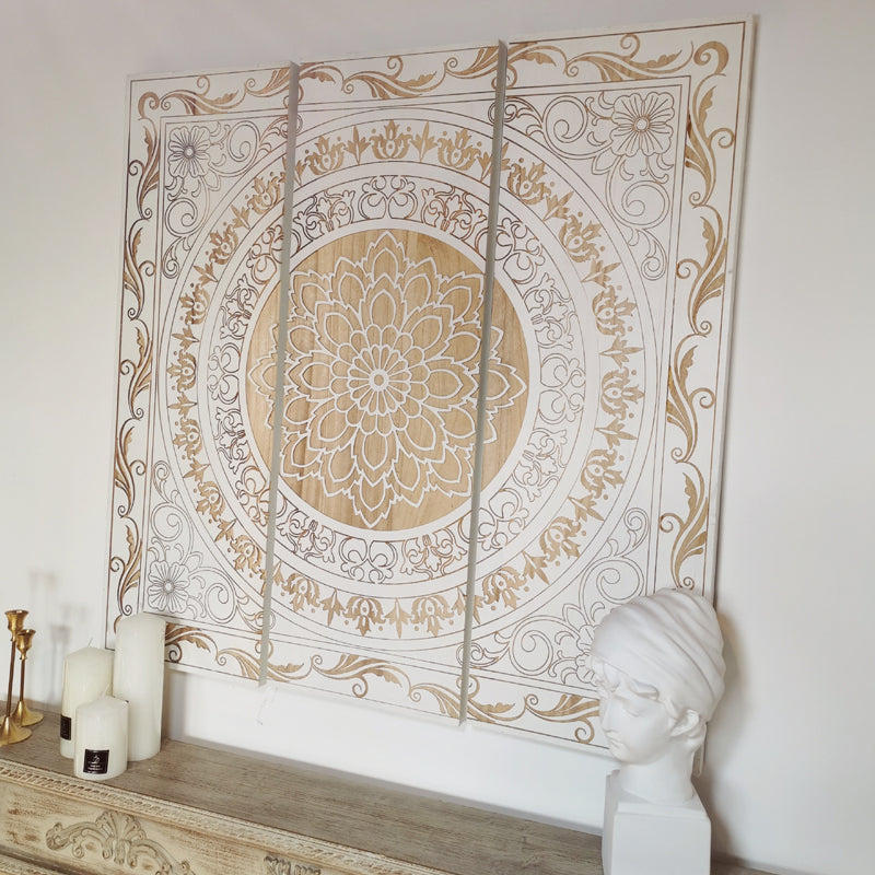 Moroccan-style retro living room bedroom sofa background wall wall hanging decorative paintings  S$206 White carving