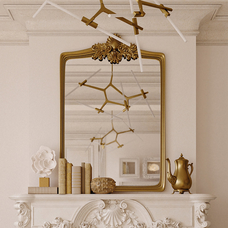 French Retro Carved Wall Hanging Mirror Bathroom mirror