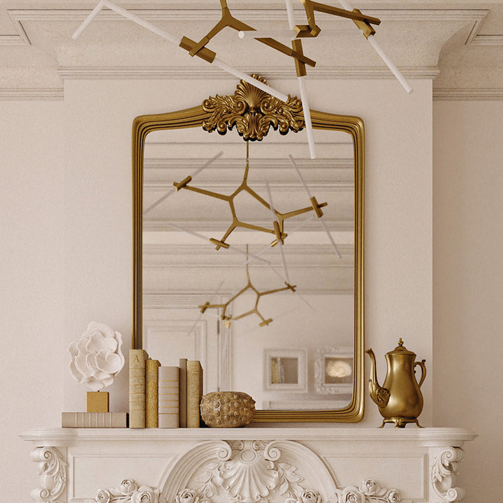 French Retro Carved Wall Hanging Mirror Bathroom mirror