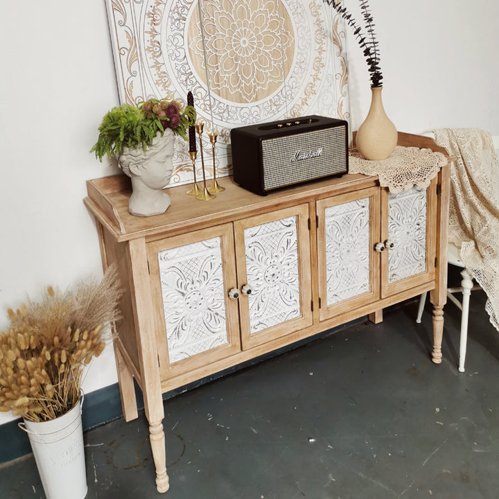 Retro Southeast Asia Solid wood iron carving Cabinet Sideboard