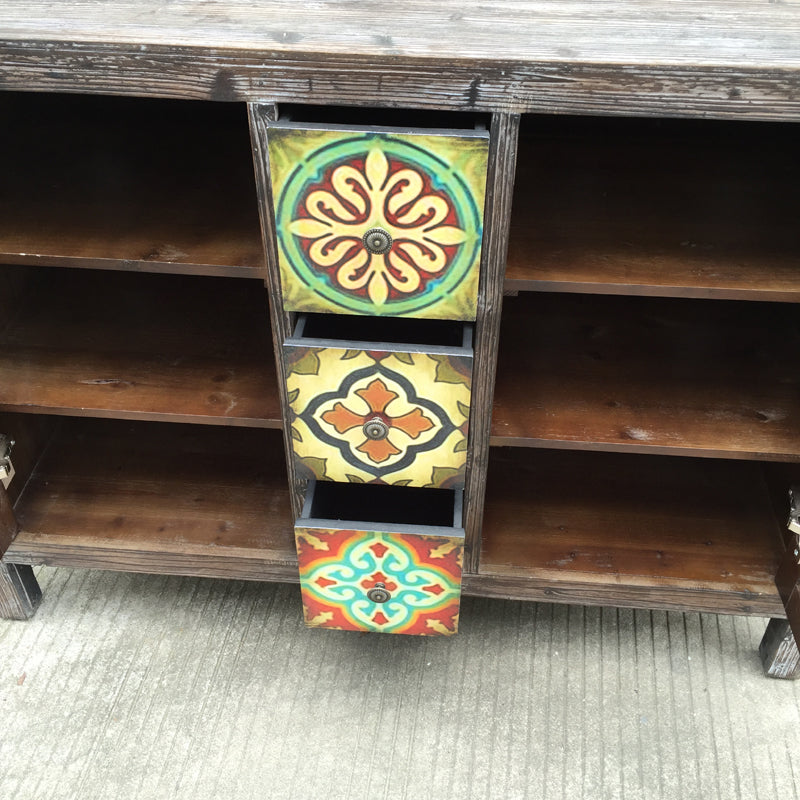 Solid wood European style painted shoe Cabinet storage drawer side cabinet