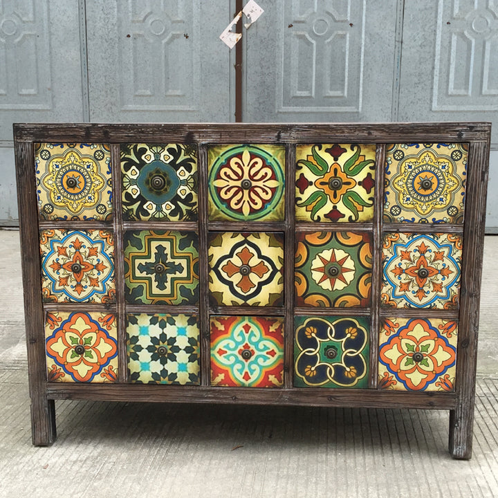 Solid wood European style painted shoe Cabinet storage drawer side cabinet