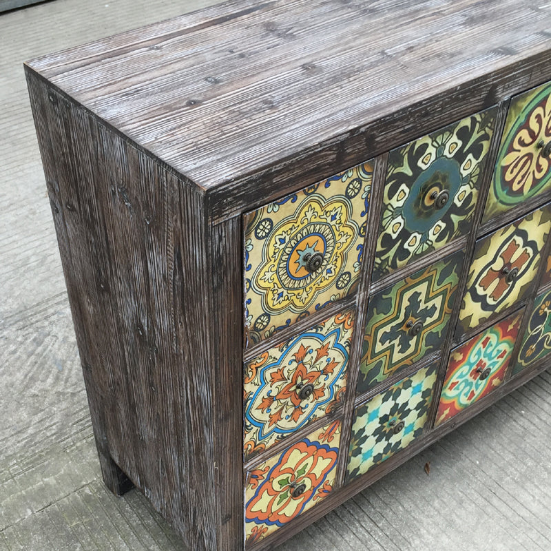 Solid wood European style painted shoe Cabinet storage drawer side cabinet