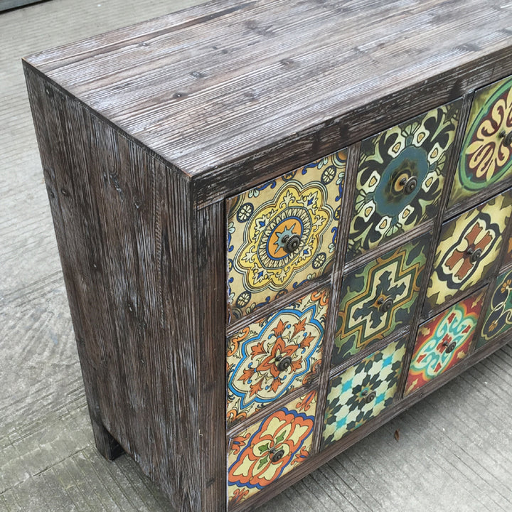 Solid wood European style painted shoe Cabinet storage drawer side cabinet