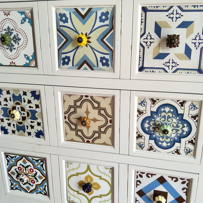 Mediterranean Painted Retro Cabinet Solid Wood American Garden Style Storage Side cabinet