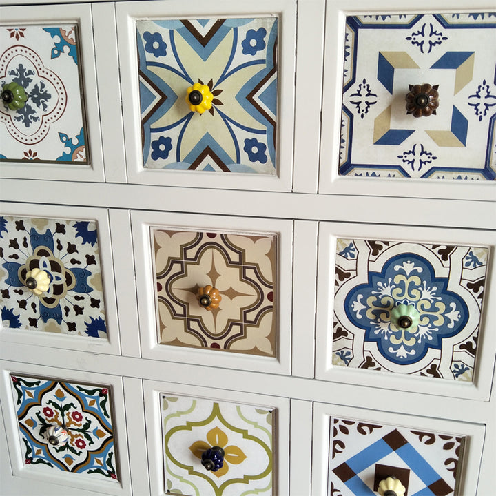 Mediterranean Painted Retro Cabinet Solid Wood American Garden Style Storage Side cabinet