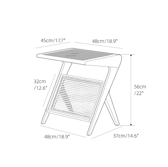 Modern Solid Wood End Table Lamp Stand