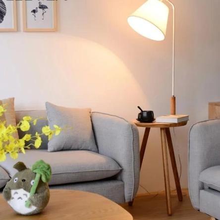 Solid Wood Standing Lamp Side Table Bedside