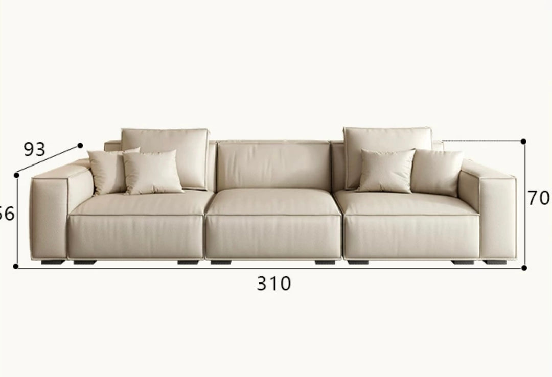 Tofu Block Sofa Italian Minimalist Head Layer Cowhide Leather