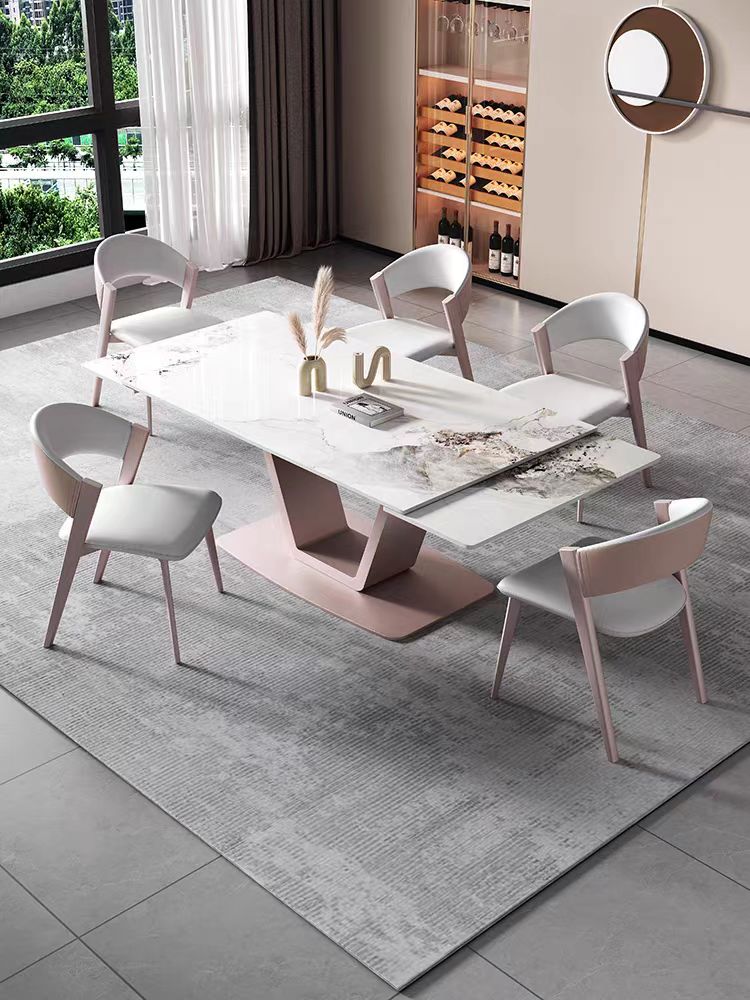 Modern Sintered Stone Dining Table Rock Plate Dining Table Extendable Dining Table