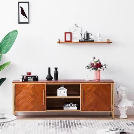 Rustic Herringbone TV Console
