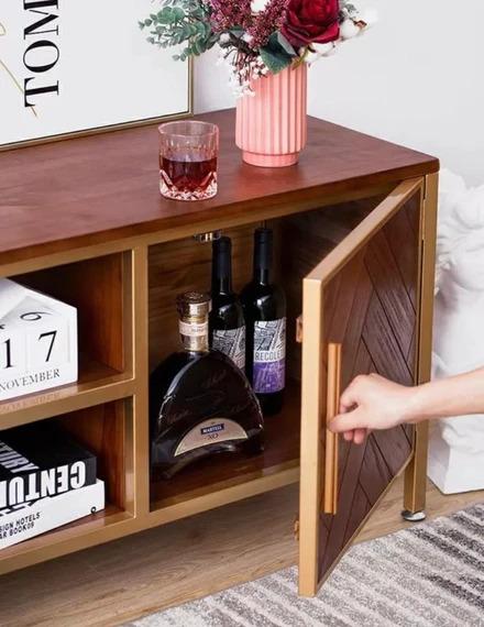 Rustic Herringbone TV Console