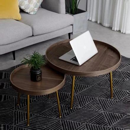 ADDISON Black Walnut Round Nesting Coffee Tables