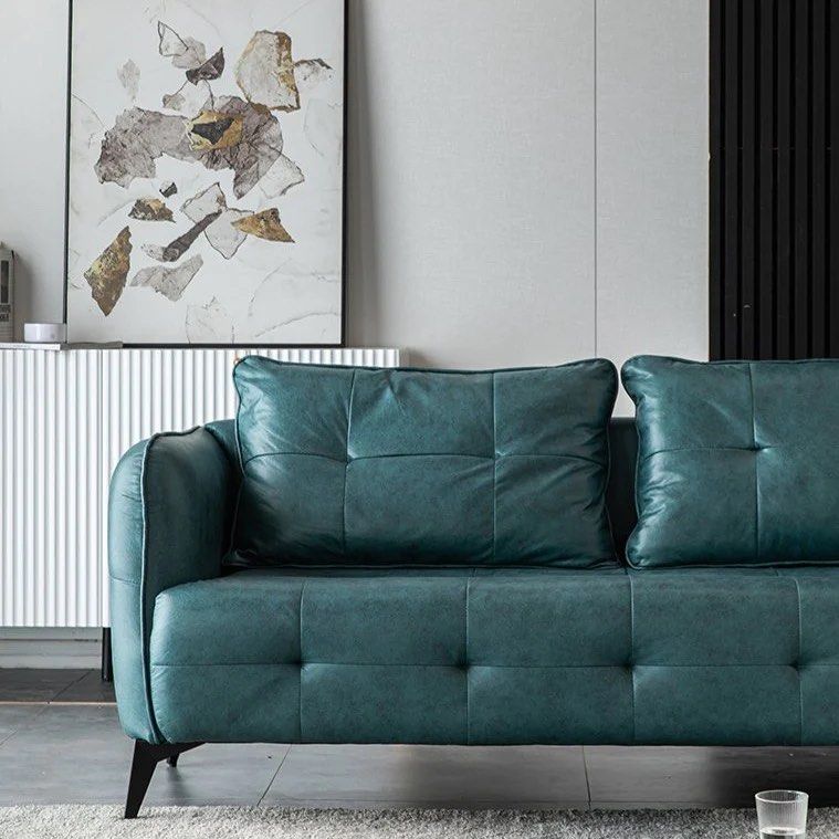 Faux Leather Square Arm Sofa