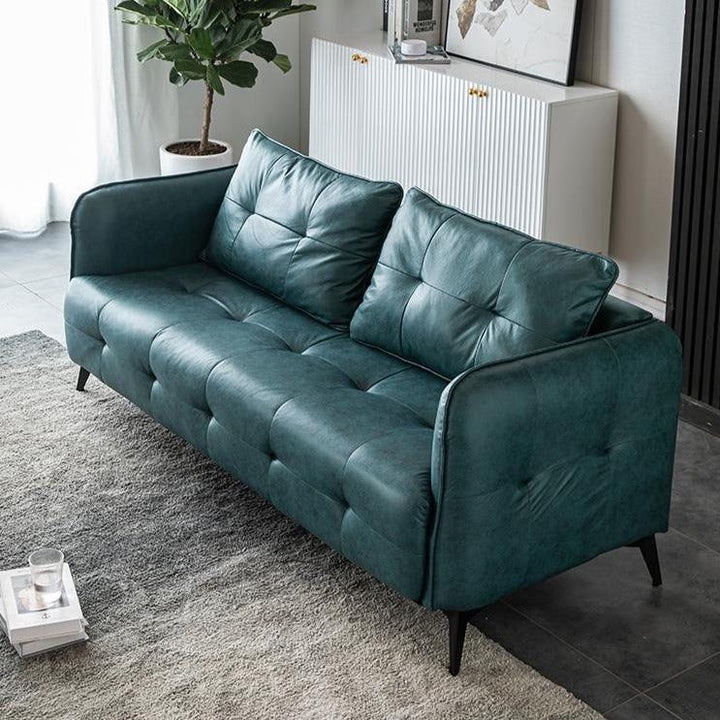 Faux Leather Square Arm Sofa