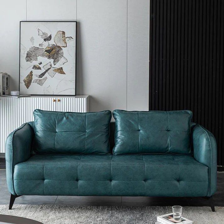Faux Leather Square Arm Sofa