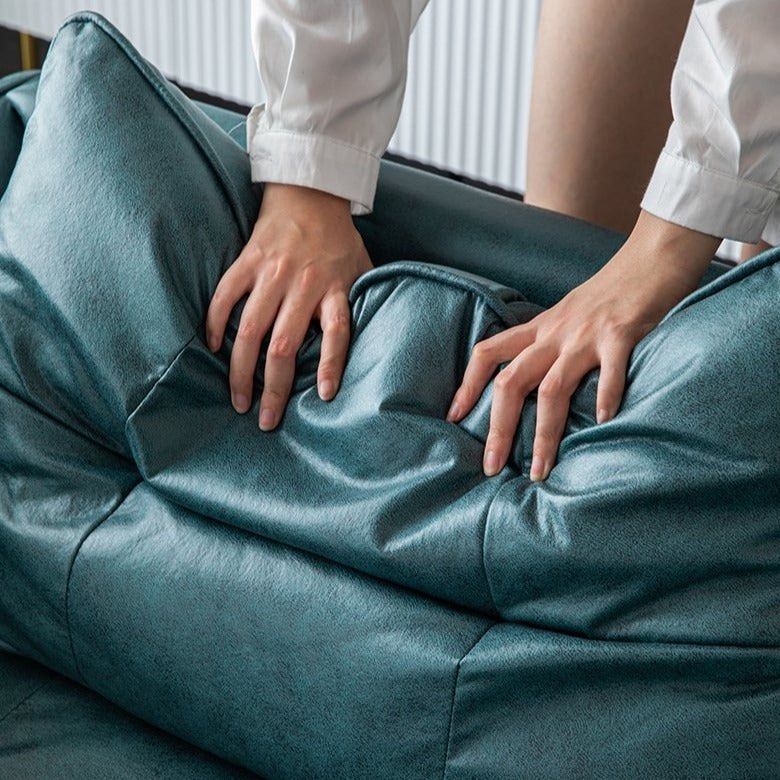 Faux Leather Square Arm Sofa