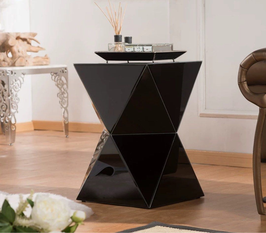 Mirrored Prism Side Table