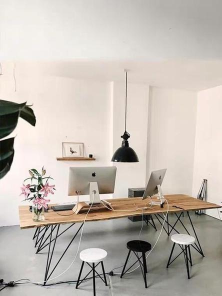 Modern Industrial Ultra Slim Solid Wood Dining Table