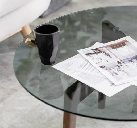 ARABELLA Round Glass Solid Wood Coffee Table