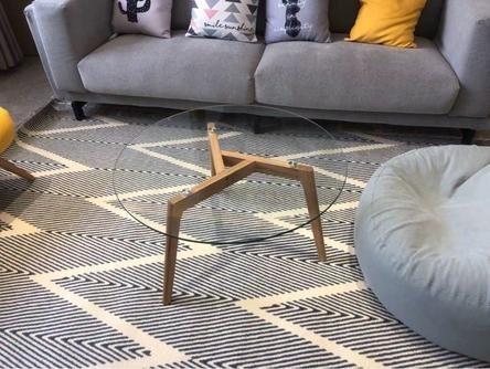 ARABELLA Round Glass Solid Wood Coffee Table