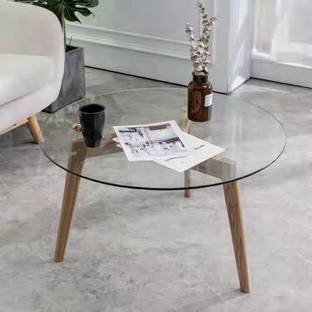 ARABELLA Round Glass Solid Wood Coffee Table