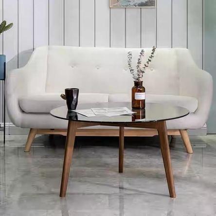 ARABELLA Round Glass Solid Wood Coffee Table