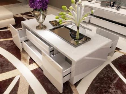 Contemporary Glossy Piano White Coffee Table