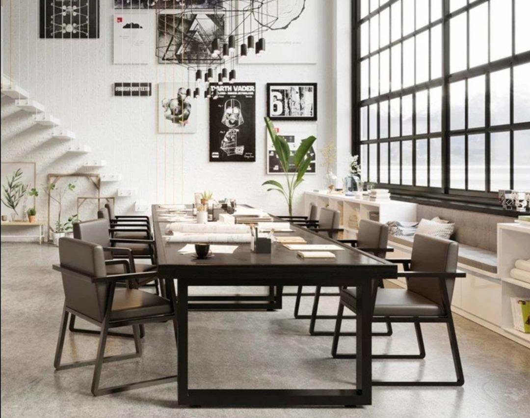 Black Mica Rock Dining Table Conference Table