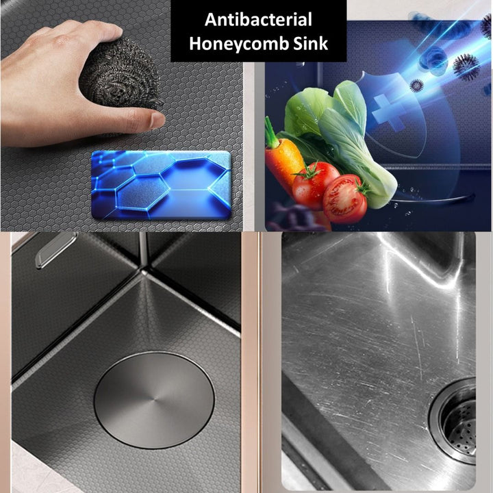Authentic Honeycomb Nano Sink / Black Kitchen Sink / Gun Metal Sink / Single Sink / Double Sink / 100% High Quality