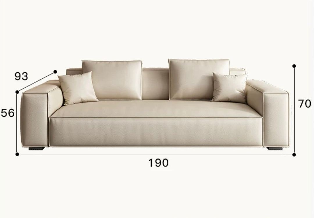 Tofu Block Sofa Italian Minimalist Head Layer Cowhide Leather
