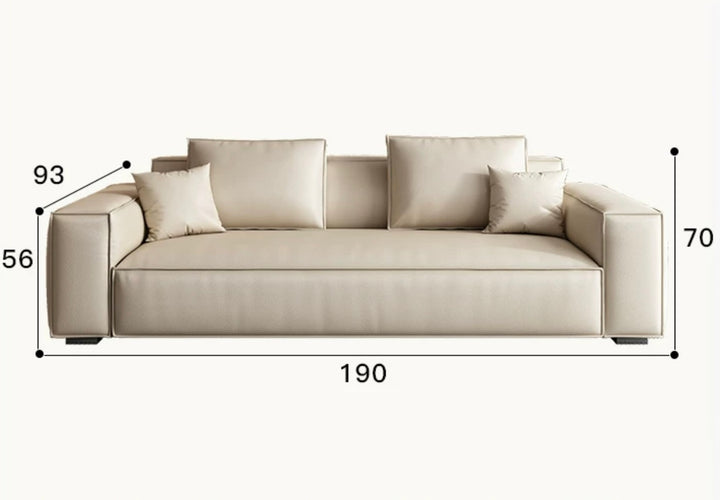 Tofu Block Sofa Italian Minimalist Head Layer Cowhide Leather