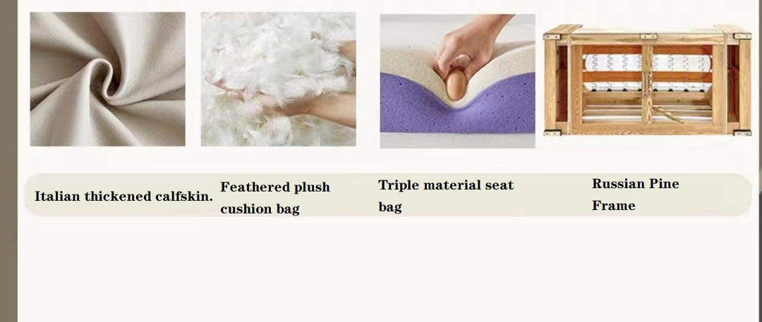 Tofu Block Sofa Italian Minimalist Head Layer Cowhide Leather